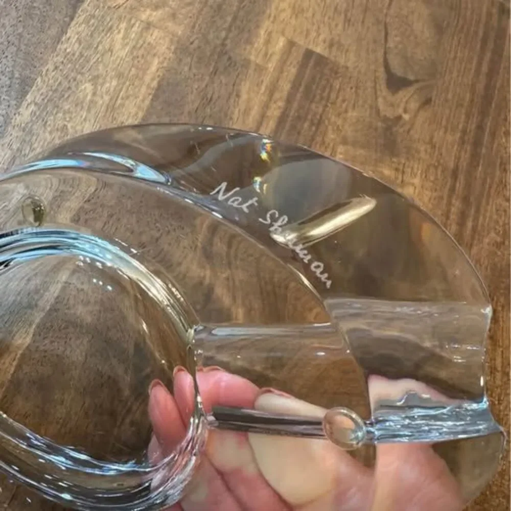 Nat Sherman Crystal Glass Cigar Ashtray – Heavy Etched Oval Ashtray